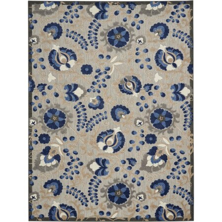 Homeroots 7 x 10 ft. Natural & Blue Indoor & Outdoor Area Rug 384862